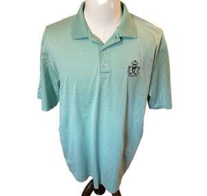 Marbas Royal County Down Crest Polo Shirt Size XL 54 Green Striped Made In Italy